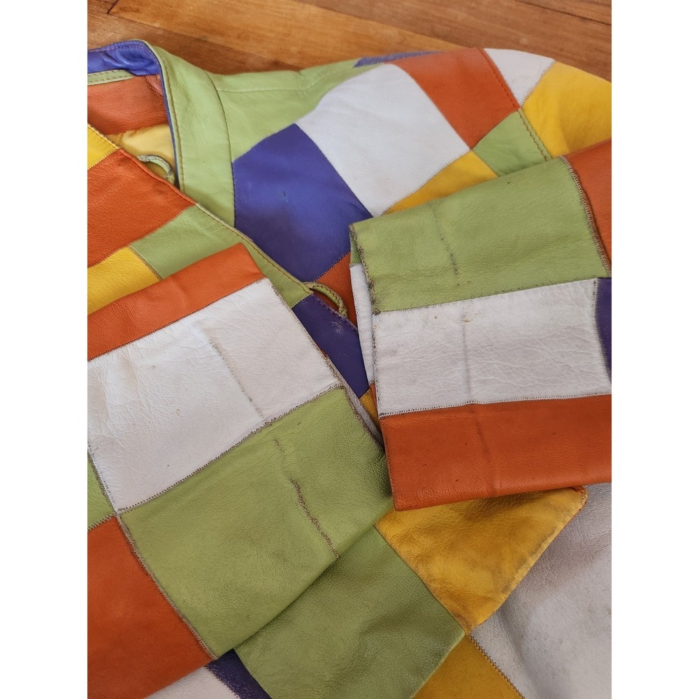 Y2K Colorful Patchwork Leather Jacket - image 9